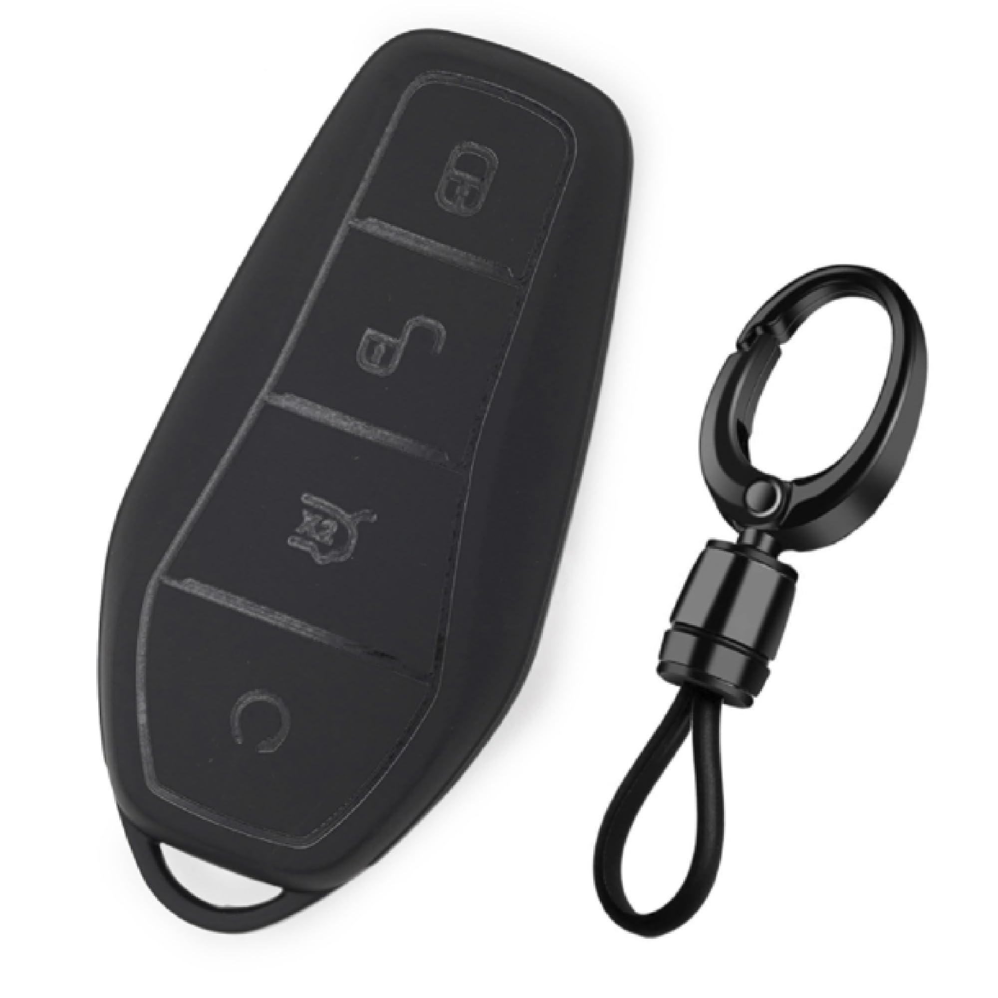 JVCV® Premium Soft TPU Key Cover Compatible with BYD Atto 3, Seal, Sealion & eMax7 Smart Key | Scratch-Resistant Protection Case (Matte Black with Keychain Style A)-image-13