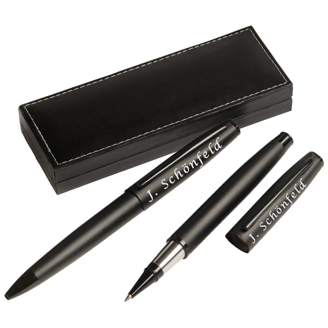 Juwelier Schönschmied - Elegantes Schreibset mit Gravur & Wunschsymbolen Stift mit Gravur Inklusive Geschenk-Etui - Drehkugelschreiber & Rollerball Schreibset 10 PS10