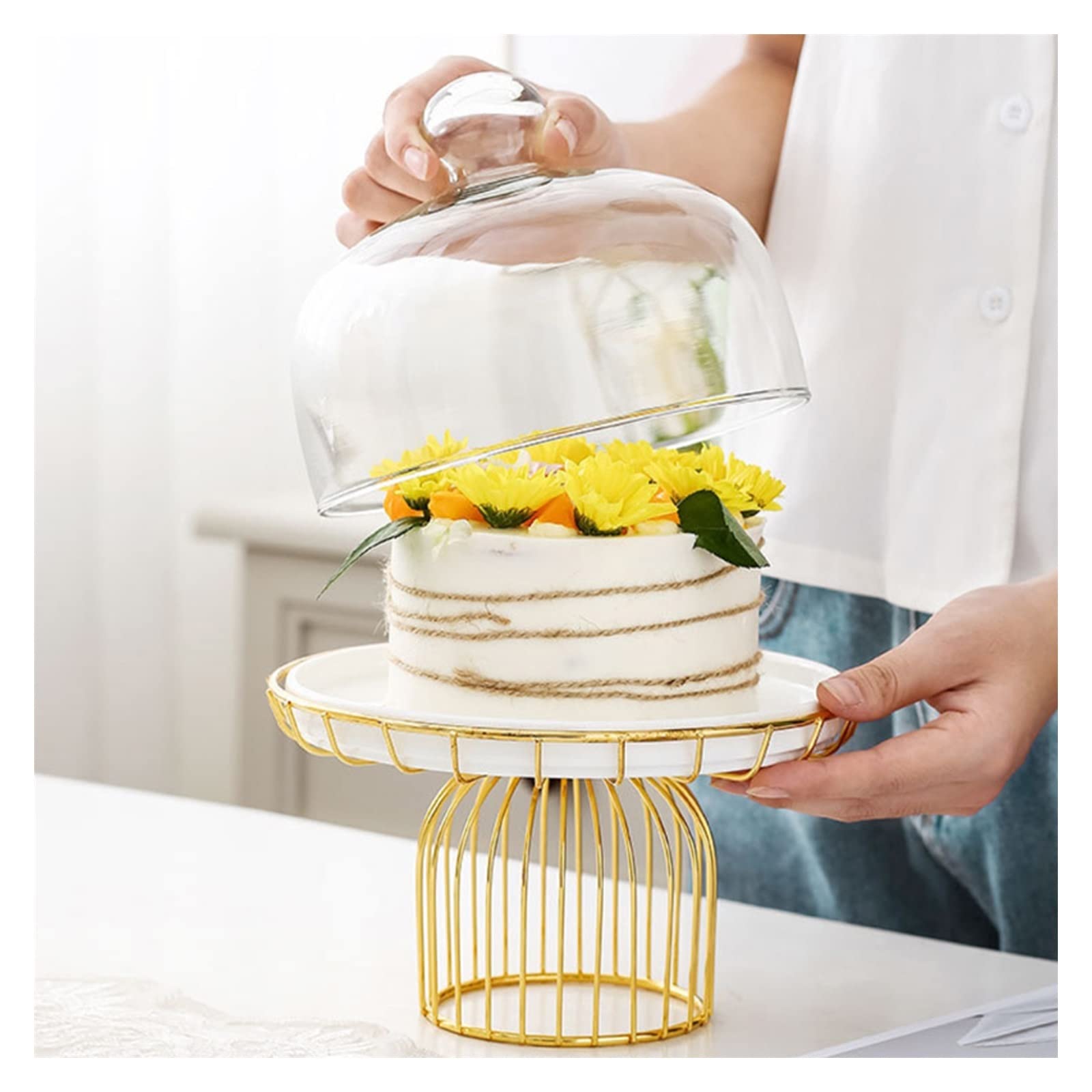 Soporte para Tartas Mesa de postre blanca y dorada, bandeja alta for aperitivos, bandeja for fiestas de cumpleaños, negocios, aperitivos, soporte de exhibición for bodas, soporte for pasteles y postre