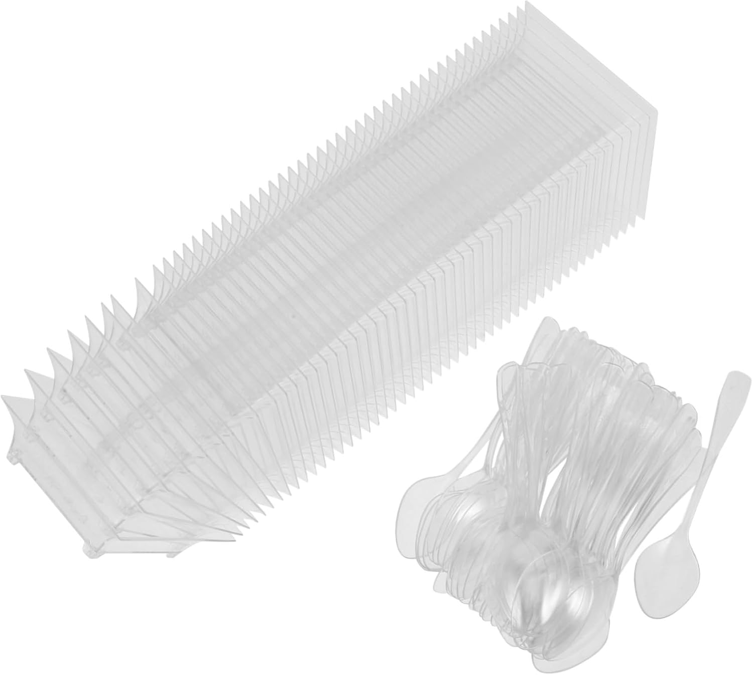100pcs Dessert Plates Tasting Spoons Clear Reusable Square Plastic Appetizer Plates for Parties Portable Serving Trays for Desserts and Appetizers