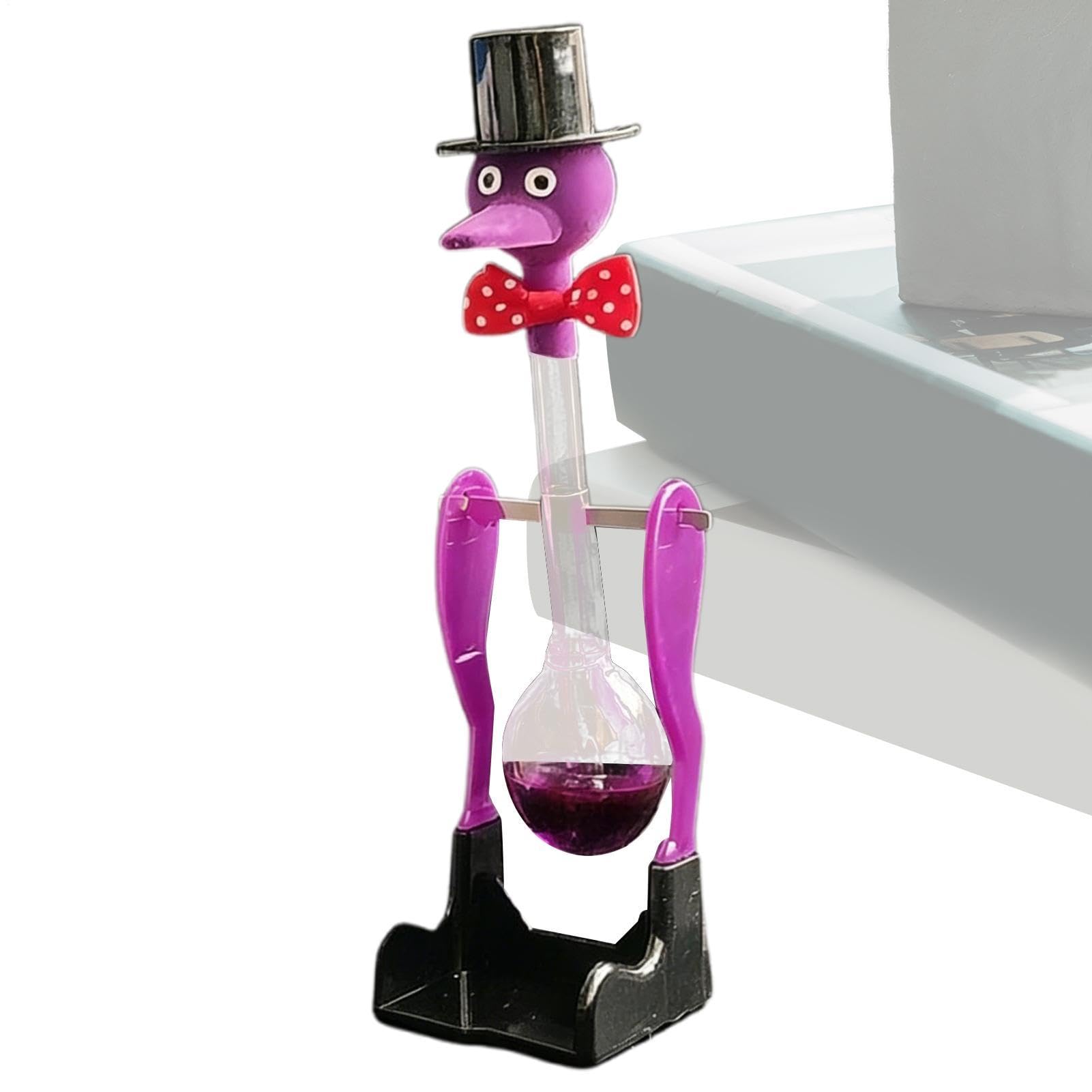 Drinking Bird Desk Toy - Perpetual Motion Bobbing Novelty for Educational Display | Glass Liquid Filled Balance Toy with Heat Driven Motion, Classic Desk Decor for Home Office School Party