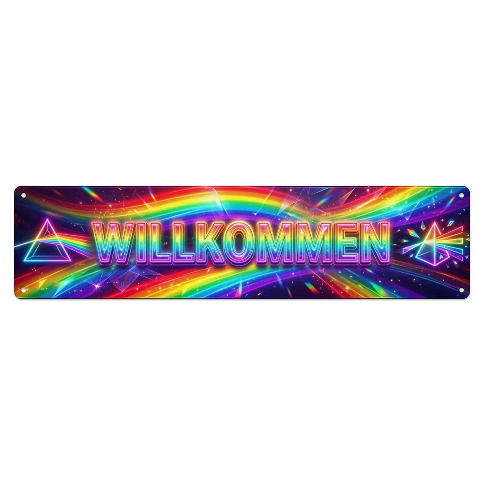 Neon Spectrum Prism Rainbow Welcome Metal Tin Sign