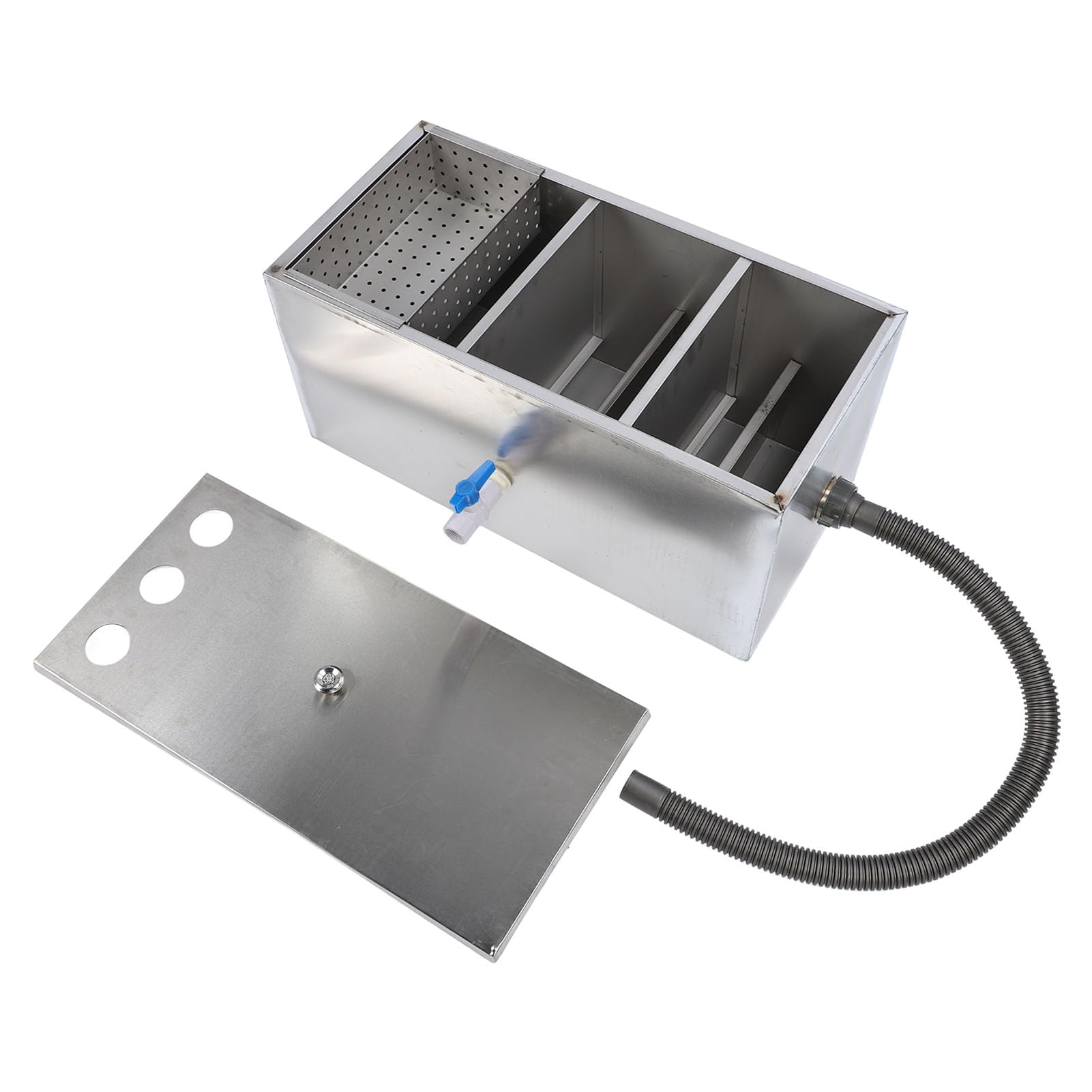 Commercial Grease Interceptor, 3 Stage Filtration Grease Trap Stainless Steel, Under Sink Grease Trap Waste Water Oil Water Separator for Home Restaurants Cafe Kitchen,60x30 cm