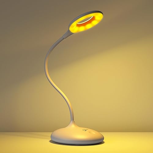 Lámpara de escritorio LED con 3 modos de color, control táctil, lámpara de mesa de 30 LED, luz de lectura de atenuación continua, flexible de 360,