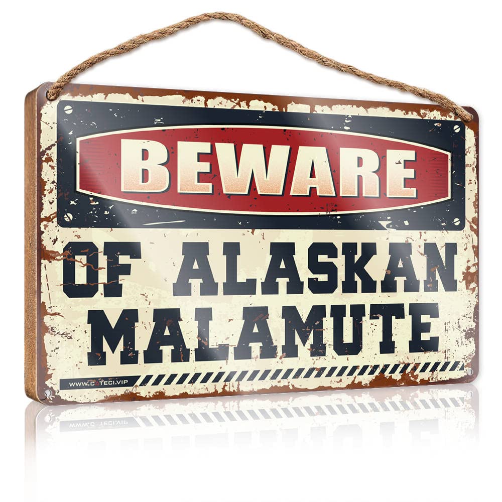 Bathroom Decor Sign Beware Of Alaskan Malamute Wooden Sign Decorative Signs For Home Decor Funny Office Signs(20X30CM)