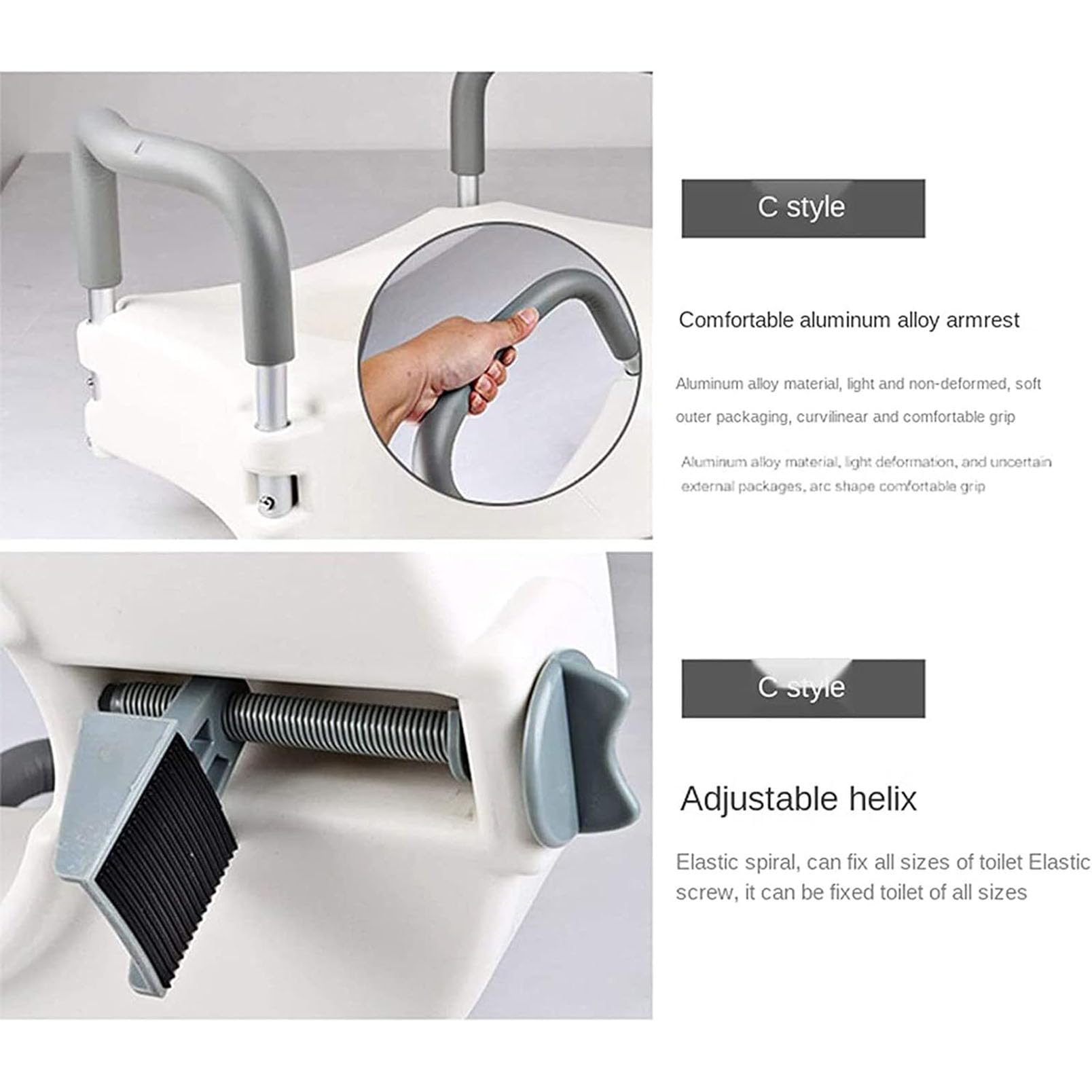 Sedile WC Rialzato con Maniglie, Sedile WC Rialzato per Adulti, Ausilio per la Mobilità WC Rimovibile Regolabile in Altezza, Rialzo Sedile WC per Disabili Senza Coperchio, per Adulti Anziani