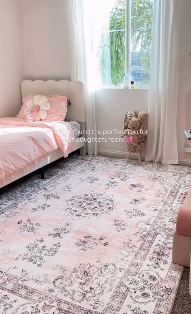 Tapete decorativo rosa 5'x7' rectangular Lahome miniatura 7