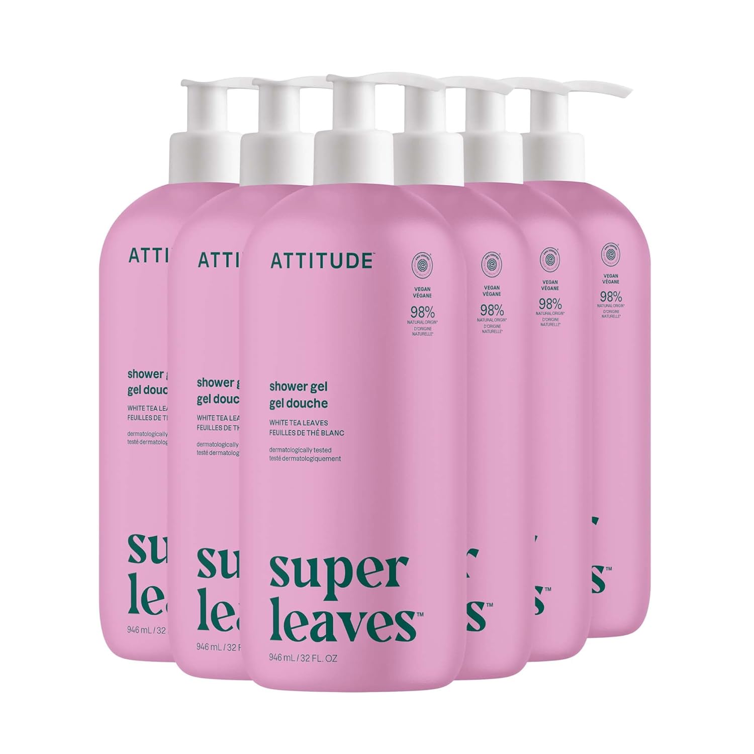 ATTITUDE Body Wash, EWG Verified Shower Gel, Dermatologically Tested, Plant and Mineral-Based, Vegan Personal Care Products, White Tea Leaves, 32 Fl Oz (Pack of 6) ATTITUDE Body Wash, EWG Verified Shower Gel, Dermatologically Tested, Plant and Mineral-Based, Vegan Personal Care Products, White Tea Leaves, 32 Fl Oz (Pack of 6)