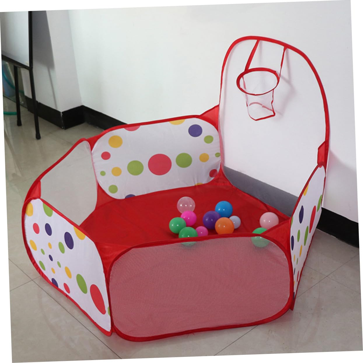 Piscina Esagonale di Canestro Palline con Pieghevole per Bambini