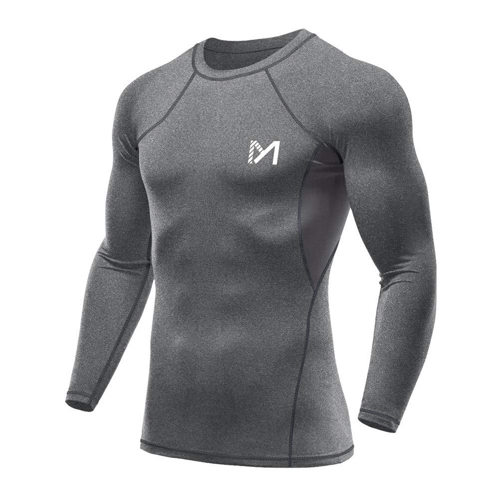 MEETYOO Men's Compression Long Sleeve Shirt Moisture Wicking for Gym