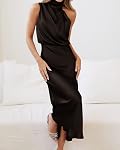 BTFBM Women Sleeveless Cocktail Dresses Summer Mock Neck Keyhole Elastic High Waist 2026 Party Maxi Wedding Guest Dress