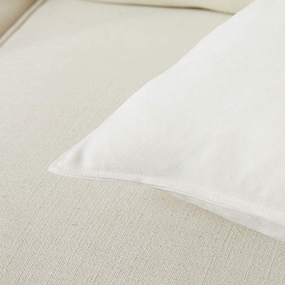 Fancy Homi 22x22 Pillow Covers, Pack of 2 Ivory Throw Pillow Cover, Super Soft Faux Suede Square Solid Cream Cushion Cover for Couch Sofa Bedroom Living Room 55x55 cm - Image 4