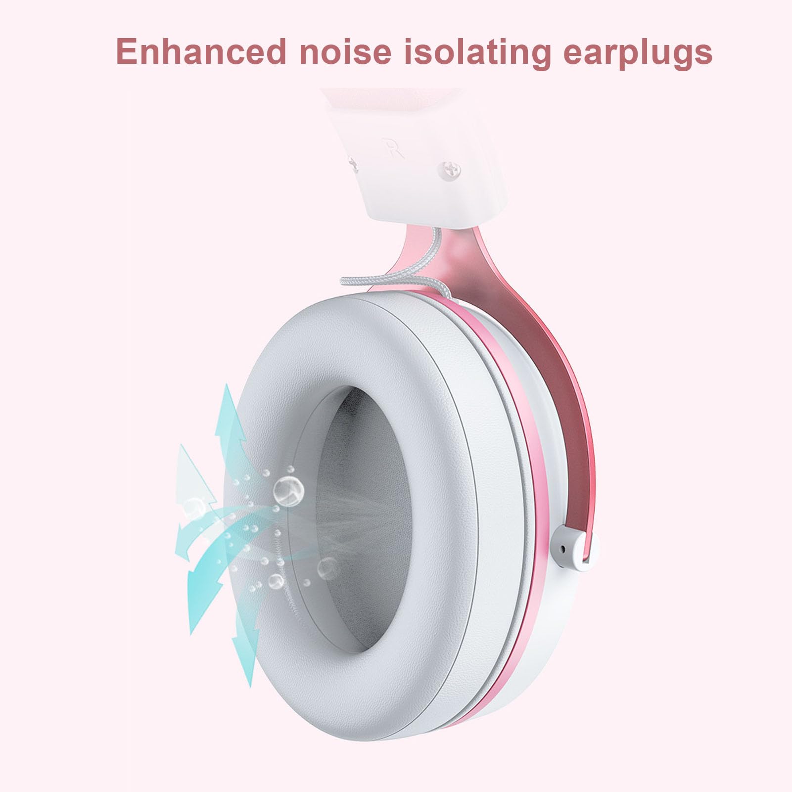 Denash Affio Leggera da Gioco di Gioco per PC, Riduzione del Rumore Sulle Cuffie per le Orecchie con Microfono, Luminoso RGB, Ad Alta Definizione, Esperienza Immersiva (Pink bianco con orecchie di