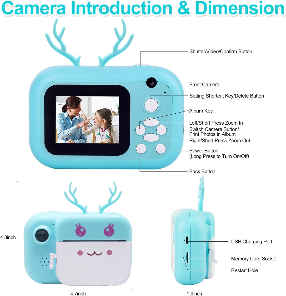 Leqtroniq 40MP Instant Digital Camera for Kids with Print Paper, Child Video Camcorder & Selfie Camera Toy 2.4 Inch Screen & 32GB TF Card (Sky Blue) 2