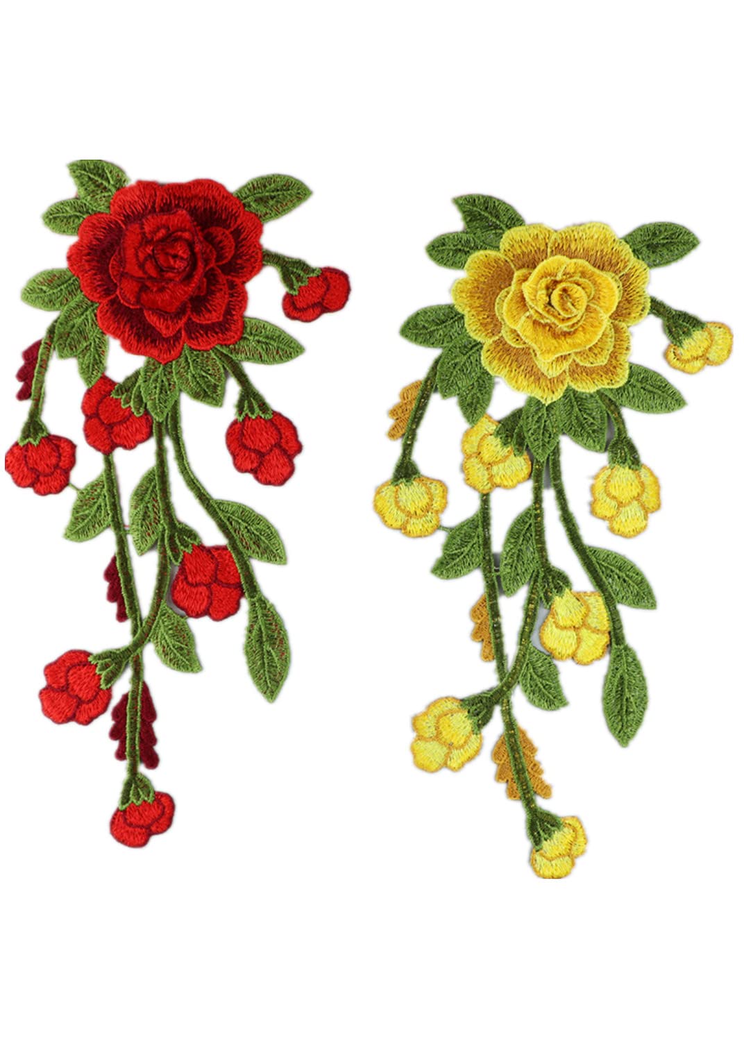 Apliques for ropa, parches de tela con flores bordadas, paquete de 5 parches bordados for coser, apliques de peonía(Red)