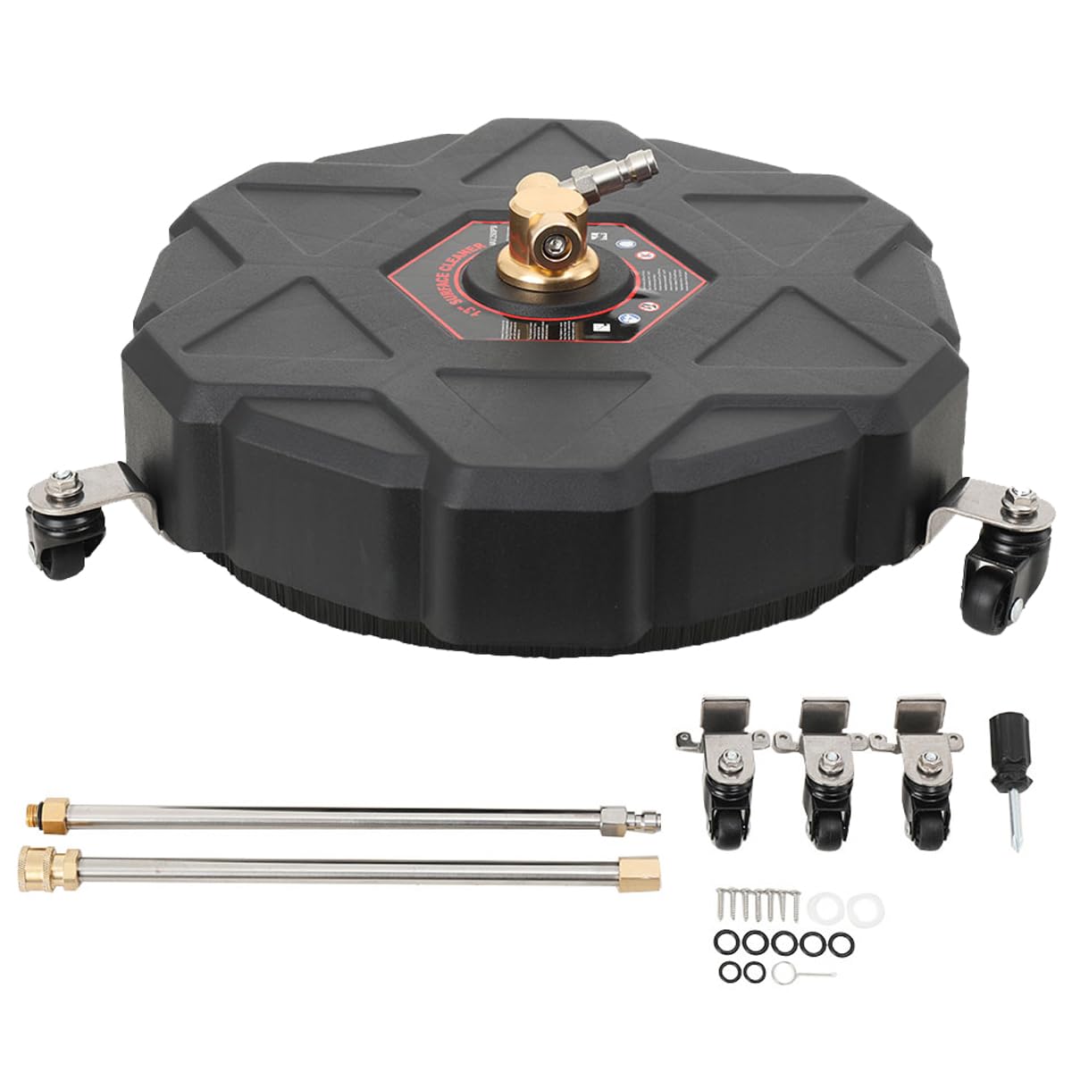 Idropulitrice per Superfici 330mm Idropulitrice Accessorio per Pulizia Superfici 2500 PSI per Pulizia Pavimenti con 3 Ruote e 2 Bacchette di Estensione, Pulitrice per Pavimenti Giardino