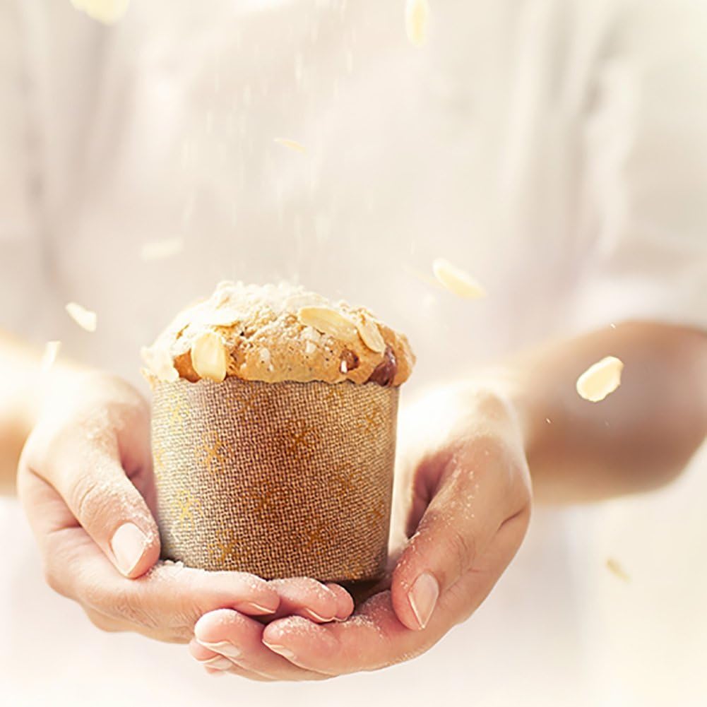 Panettone Paper Molds by Ecobake | Paper Souffle Cups and Paper Muffin Cups | Versatile Design | Non Stick, Microwave Safe, Freezer Safe | Size W2.36" x H1.77" 70gr | (25 Pieces)