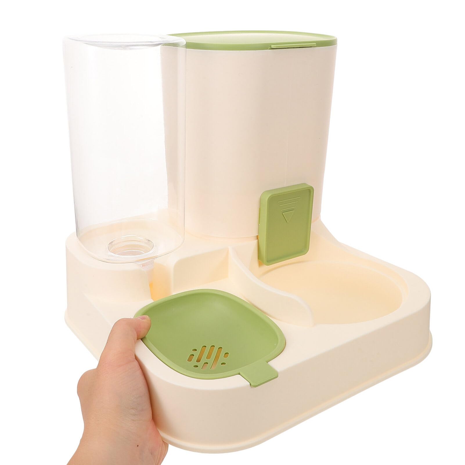 Dispenser Grande e Gatti Acqua per Cani per Cibo Automatico Capacità | Bottiglia Acqua Trasparente, Separazione Secco e Umido, Materiale Pp, 1, 3 l Acqua e 2, 3 l Cibo
