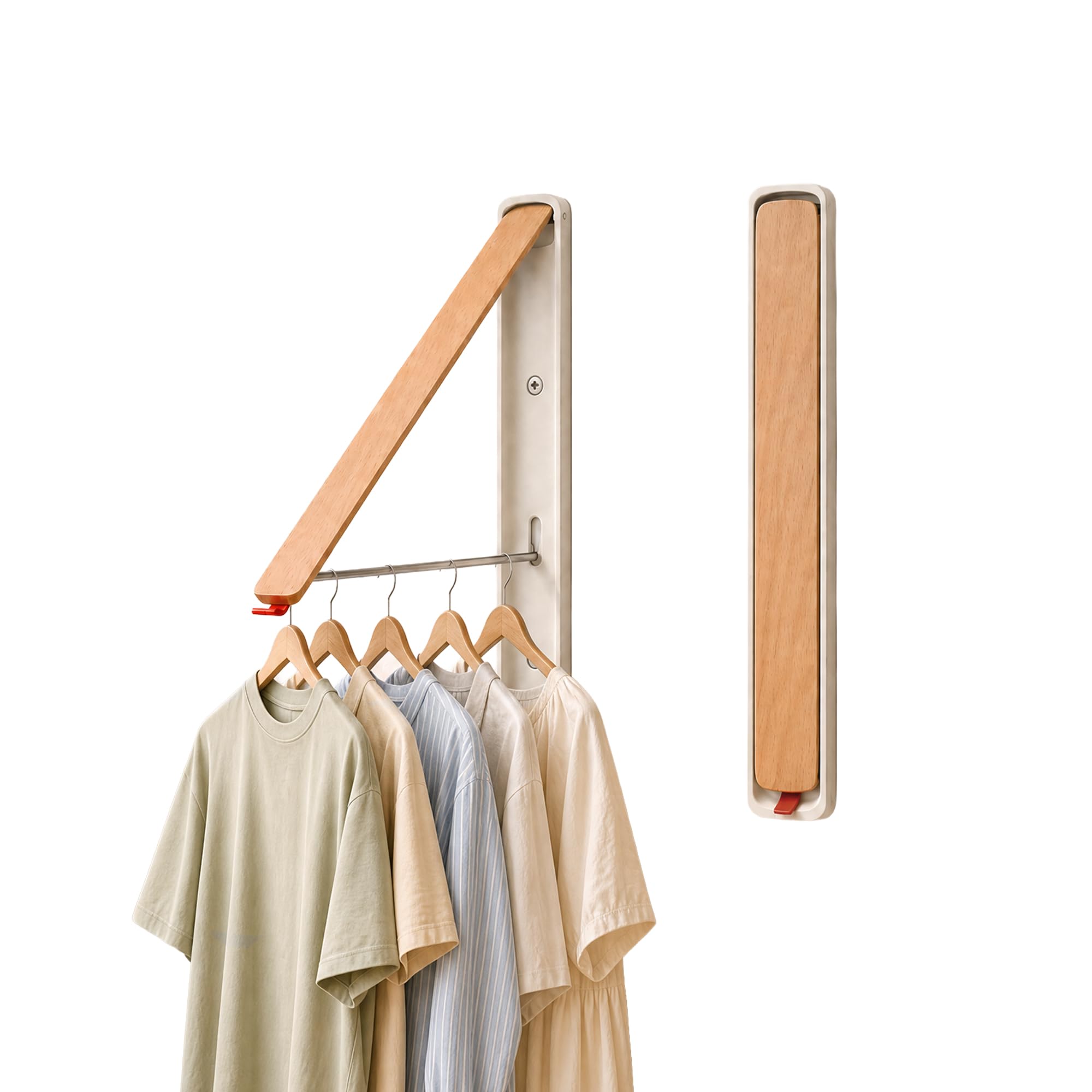 LEQ Foldable Wall Mounted Laundry Drying Rack, Retractable Aluminum Clothes Hanger, Space Saving Closet Organizer & Dryer Rack(White)