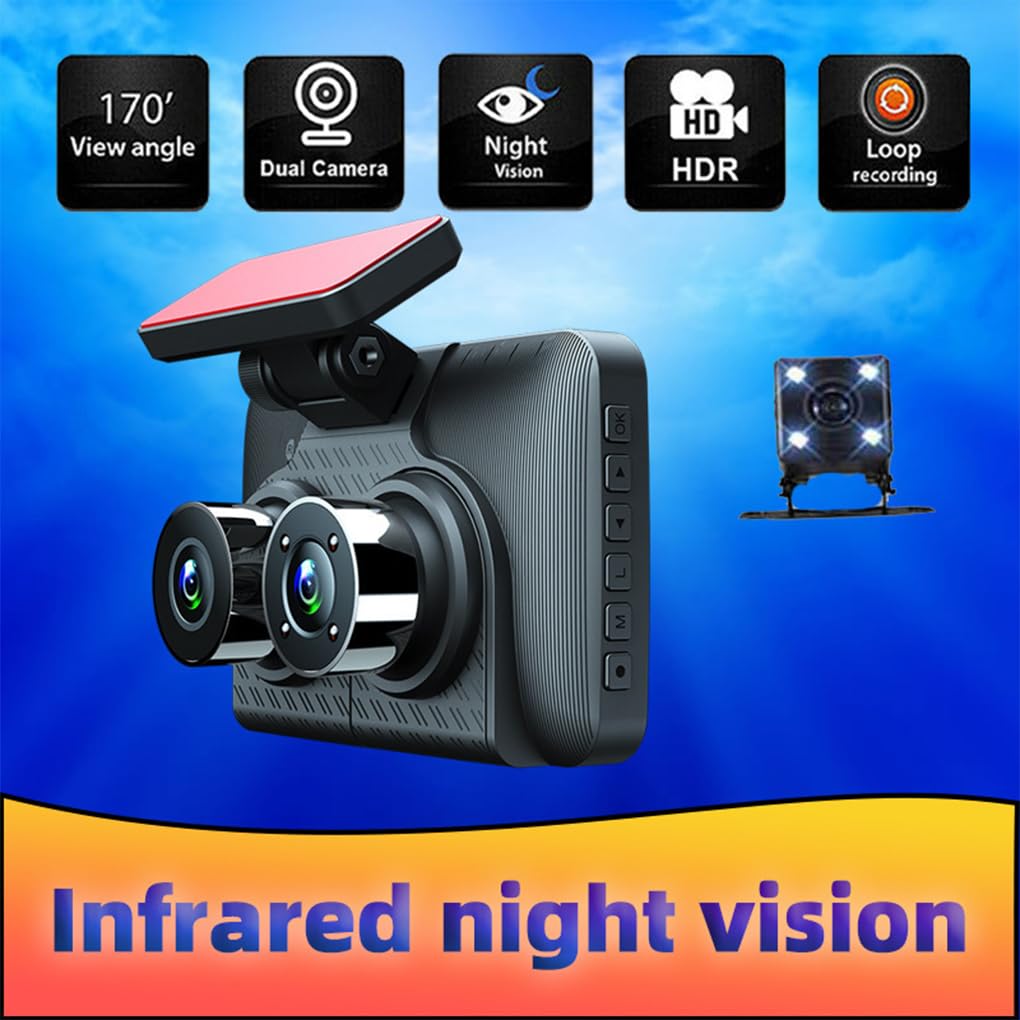 Dash Cam a 3 Per canali DVR per auto a 3 obiettivi, anteriore e posteriore, registratore interno per auto, registratore video, telecamere per, sensore G