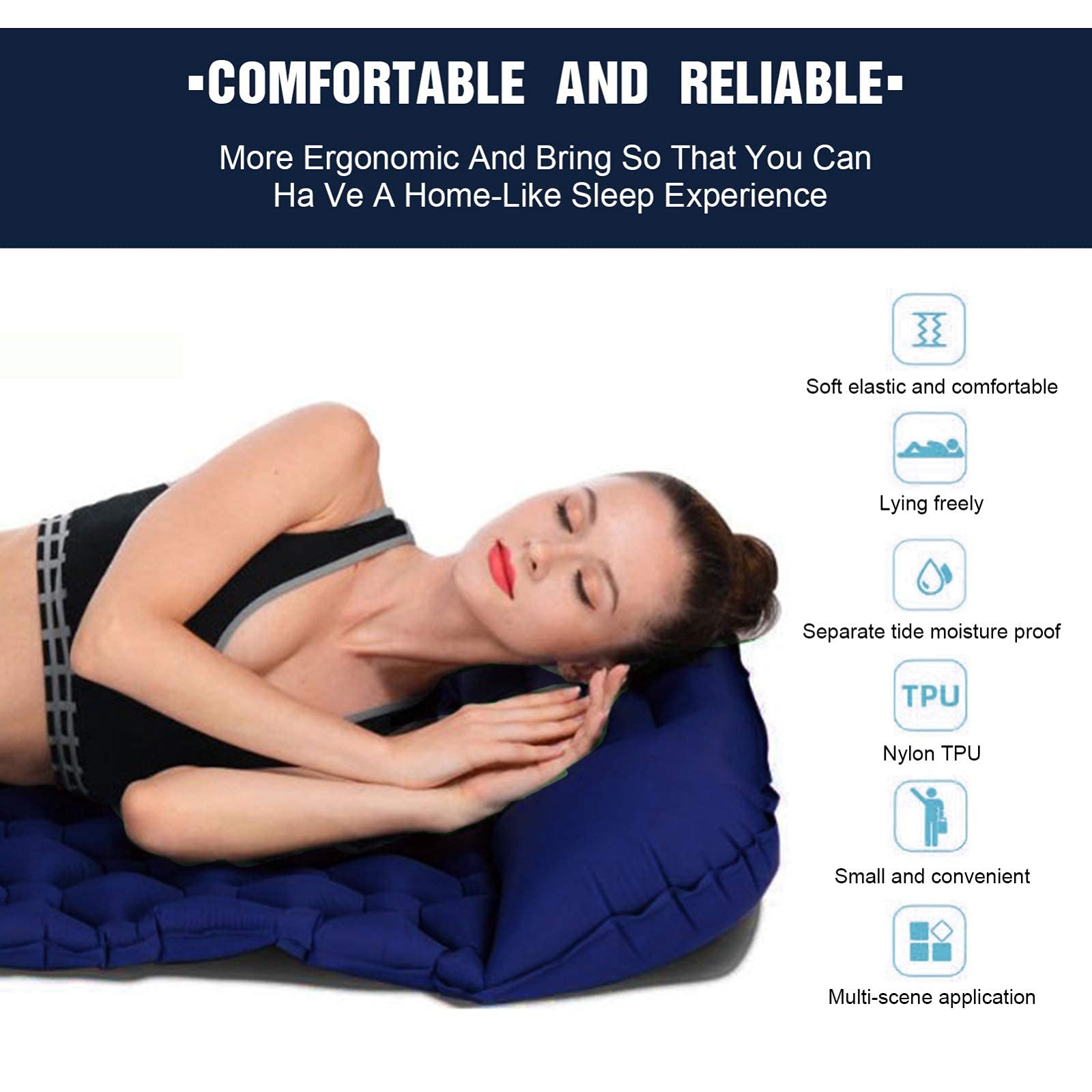 Materassino Gonfiabile Da Campeggio Matrimoniale - 200x135x10cm, Autogonfiante, Ultraleggero - Foto 4