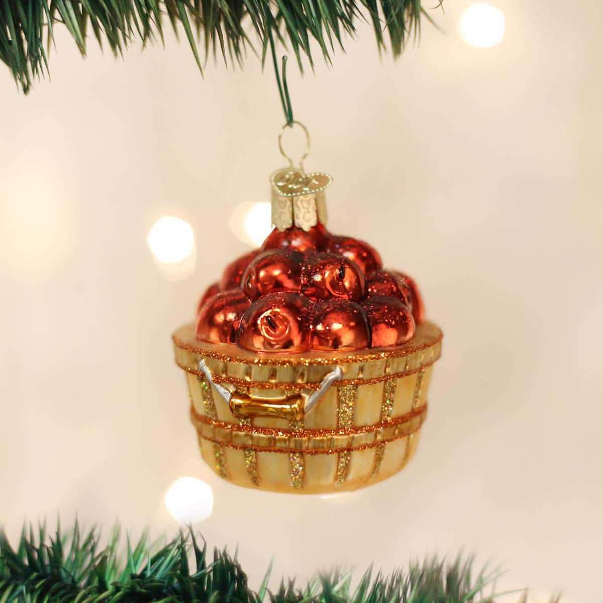 Old World Christmas Glass Apples in a Basket Ornament