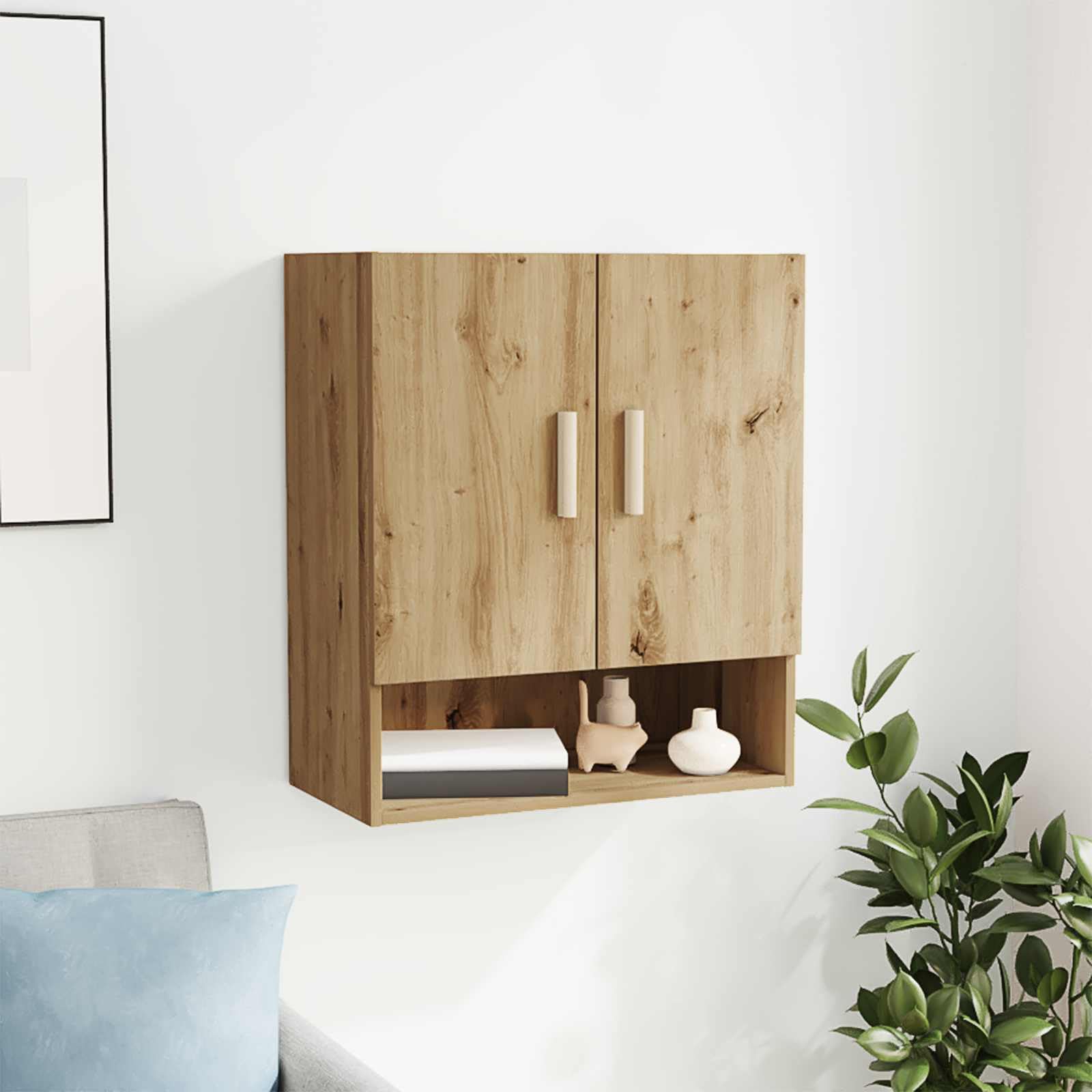 vidaXL Armario de Pared Roble Artesanal 60 x 31 x 70 cm, Soluciones de Almacenamiento Elegantes, Mueble de Pared Rectangular, Organizador Compacto para Decoración de Sala