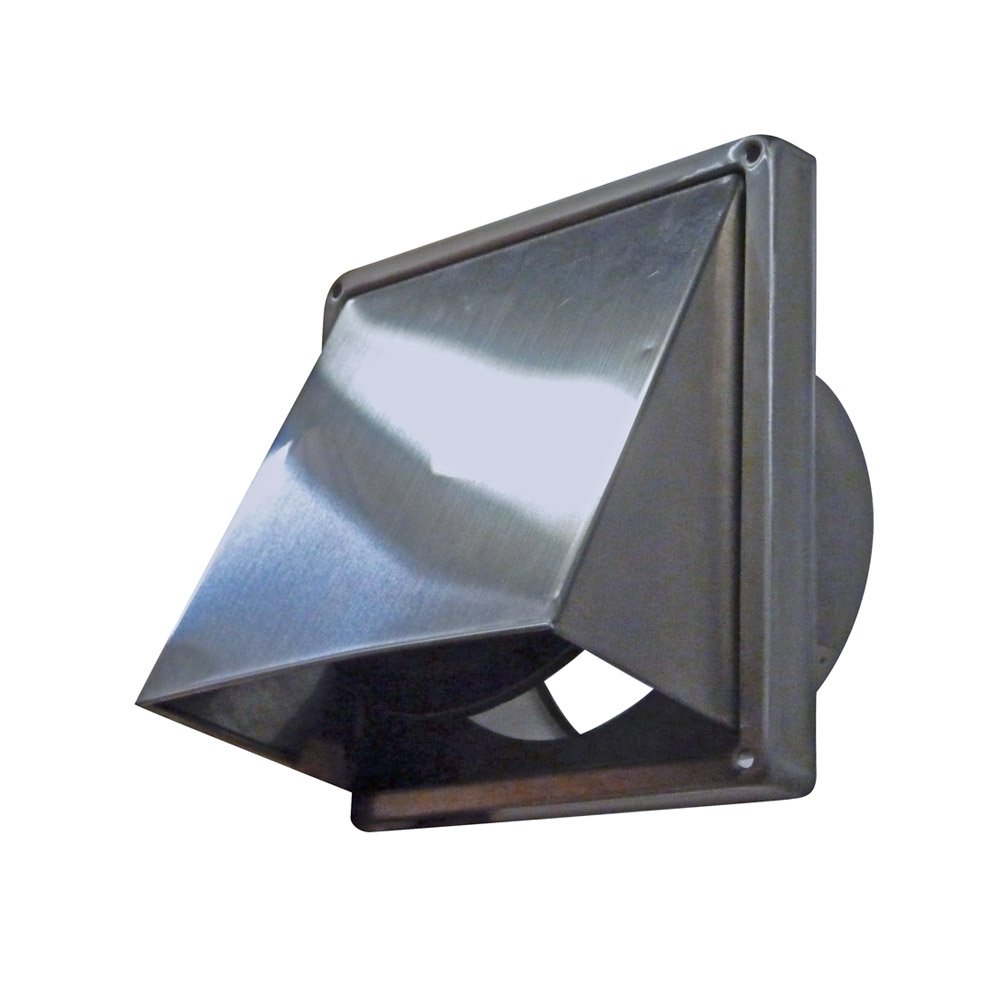 Airflow 150mm Stainless Steel Square Wall Vent Outlet with Gravity Flap - Image 3
