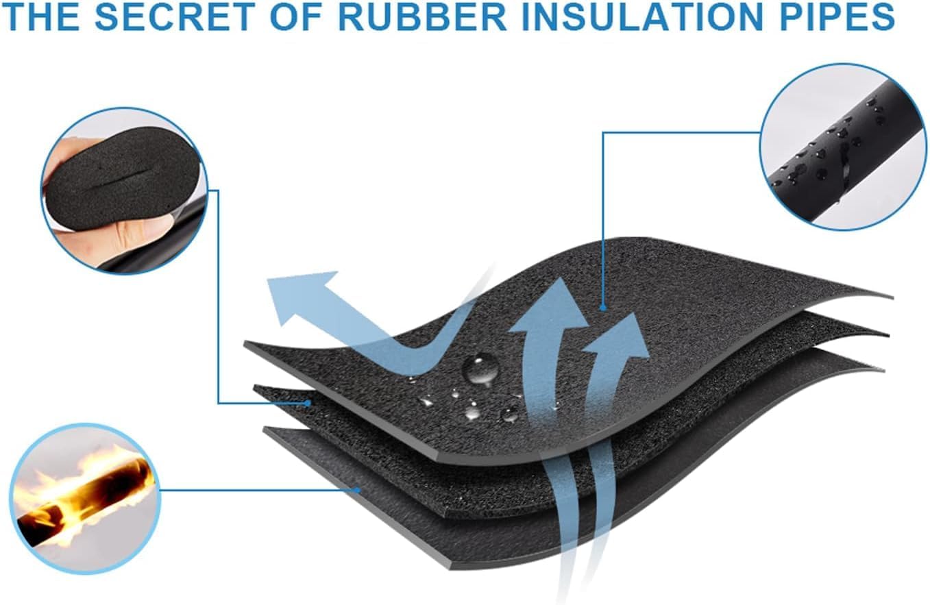 Air Conditioner Sleeve, Insulated Tube ,1/2" ID X 1/4" THK Foam Heat Piping for Heat and Cold Insulation Air Conditioners (Black) 2