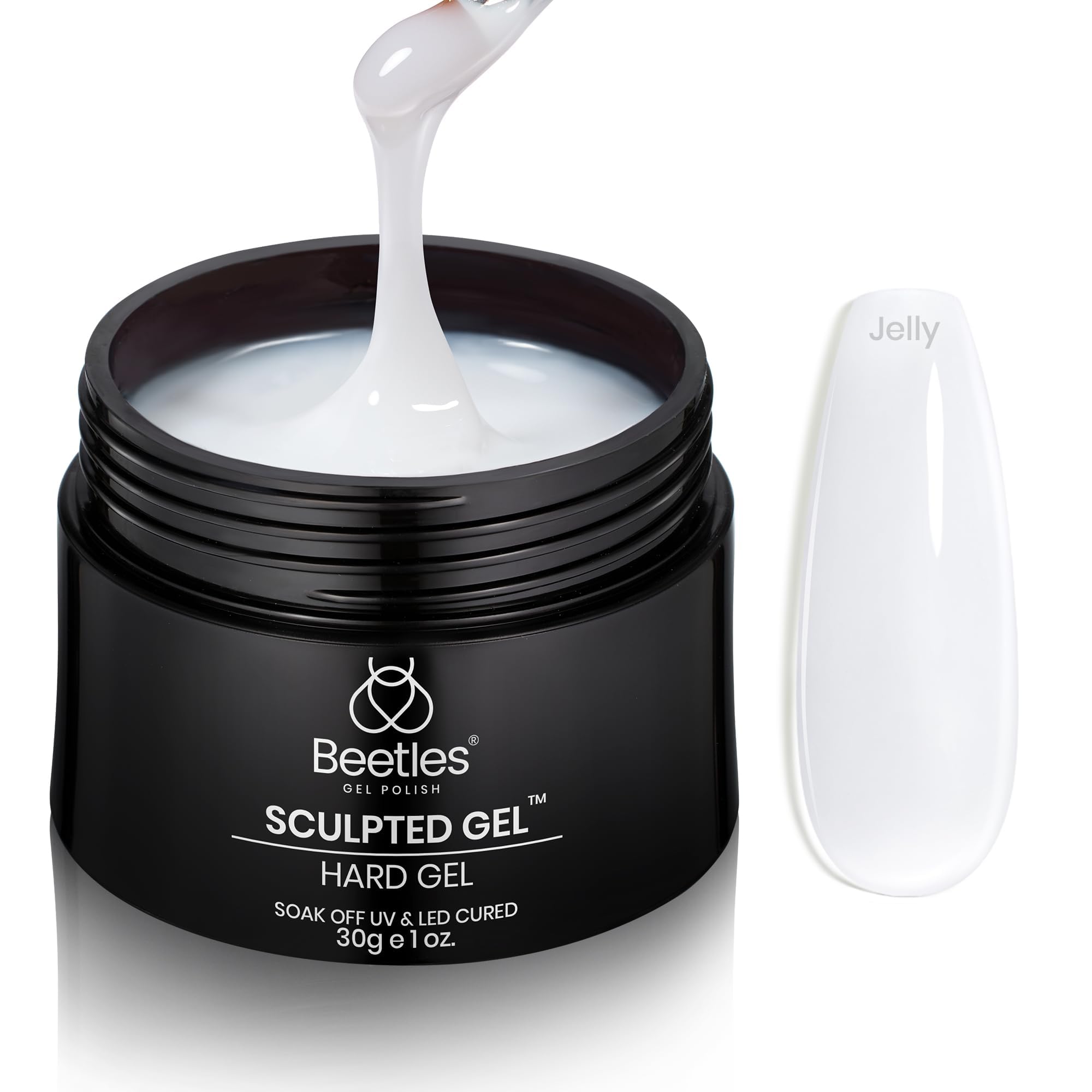 Beetles Hard Gel,Ivory Veil 1 oz 9 in 1 Nail Extension Sculpting Apex Building for Salon Professionals,Jelly White Builder Nail Gel,Fall Nails,UV & LED Lamp Needed