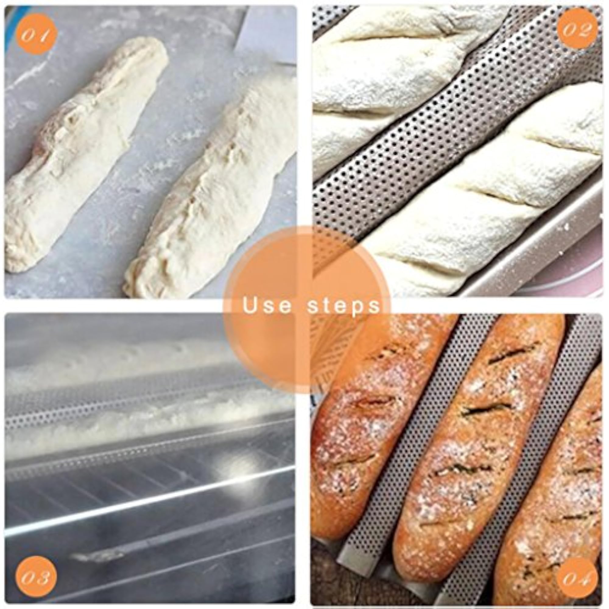 Perforated Baguette Pan for French Bread Baking