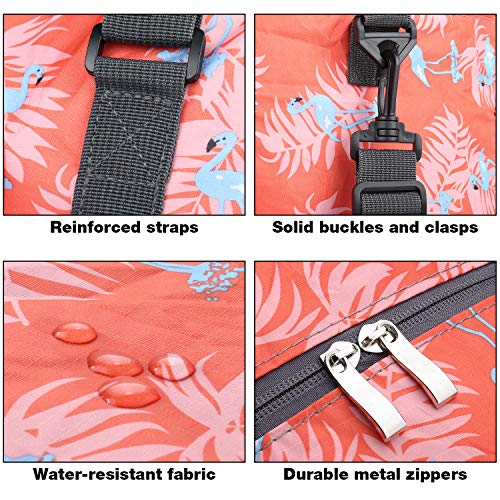 Wandf Foldable Travel Duffel Bag Carryon Luggage Sports Gym Weekend Tote Bag Water Resistant Nylon for Women (Flamingo H)