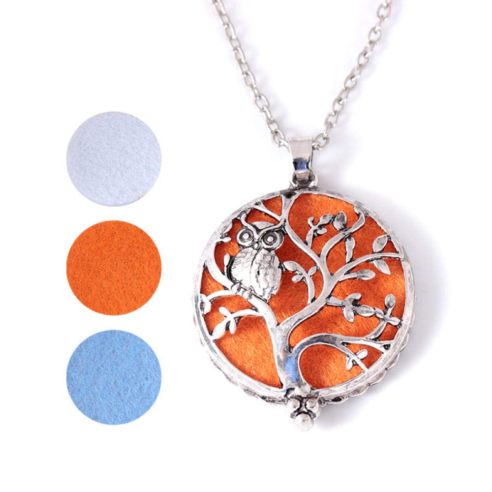 moaspr Perfume Pendant Cutout Owl Style Life Tree Aromatherapy Necklace Essential Oil Diffuse Pendant Equipment