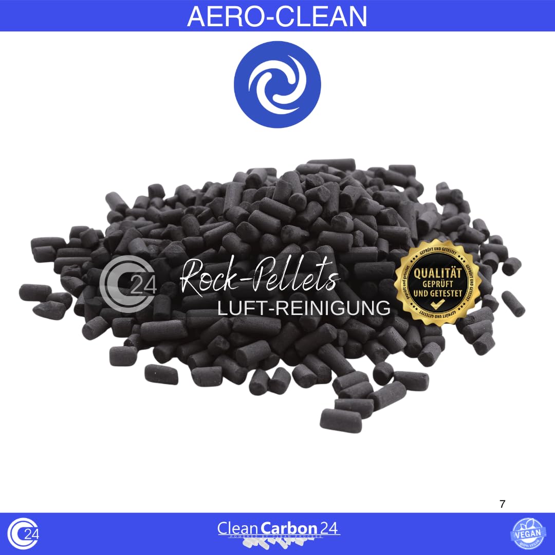 Granulki z węglem aktywnym Ø 4 mm, z węgla kamiennego do oczyszczania powietrza CC24 AERO-CLEAN Rock-Pellets nowe: 2-krotnie odpylany (5 litrów)