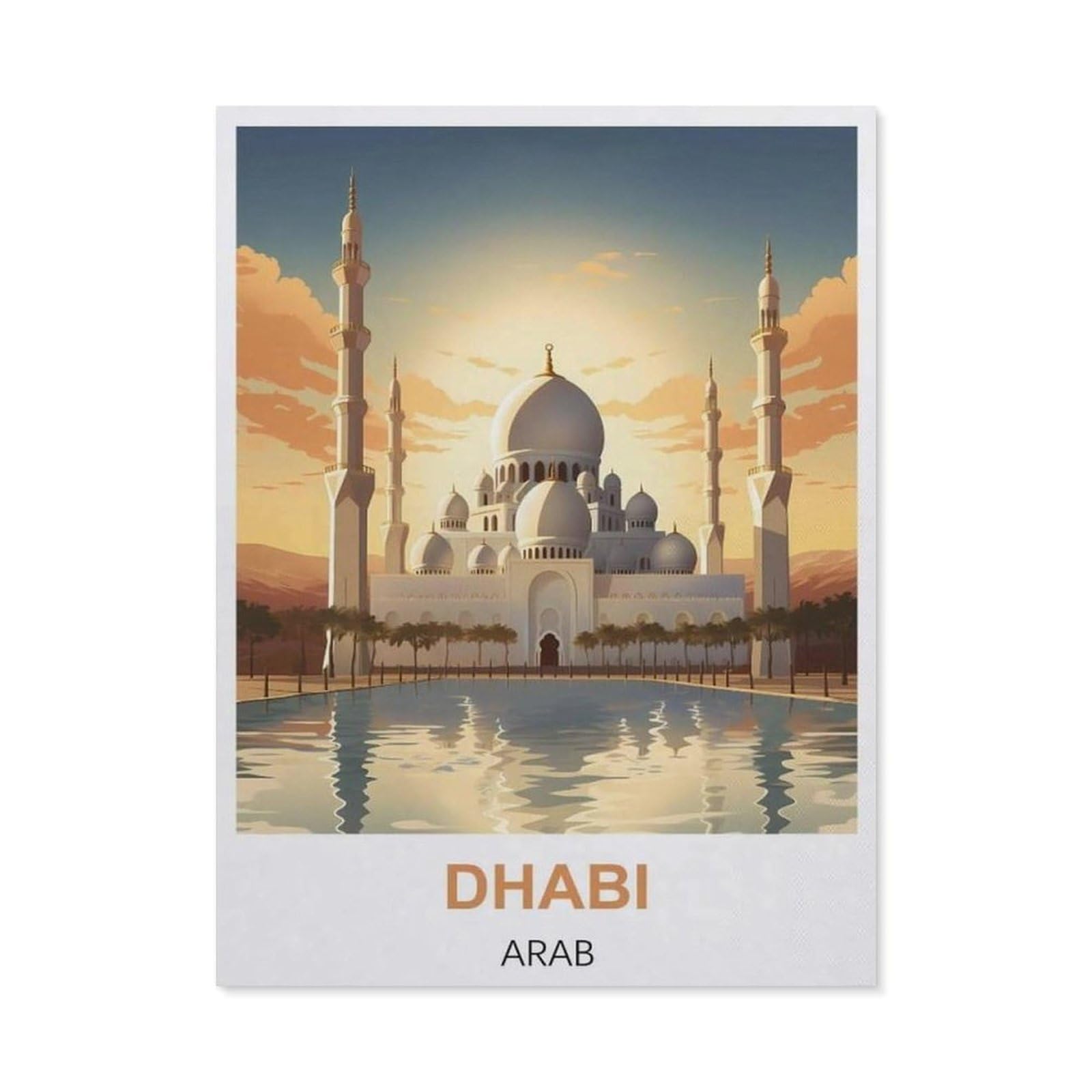 BEAYODKP 5D DIY Full Round Drill Diamond Painting，Dhabi Arab Vintage Travel Posters，Embroidery Full Round Diamond Cross Stitch Rhinestone Mosaic Decor Gift（30 x 40 cm/11.81 x 15.74 inches）-BX43