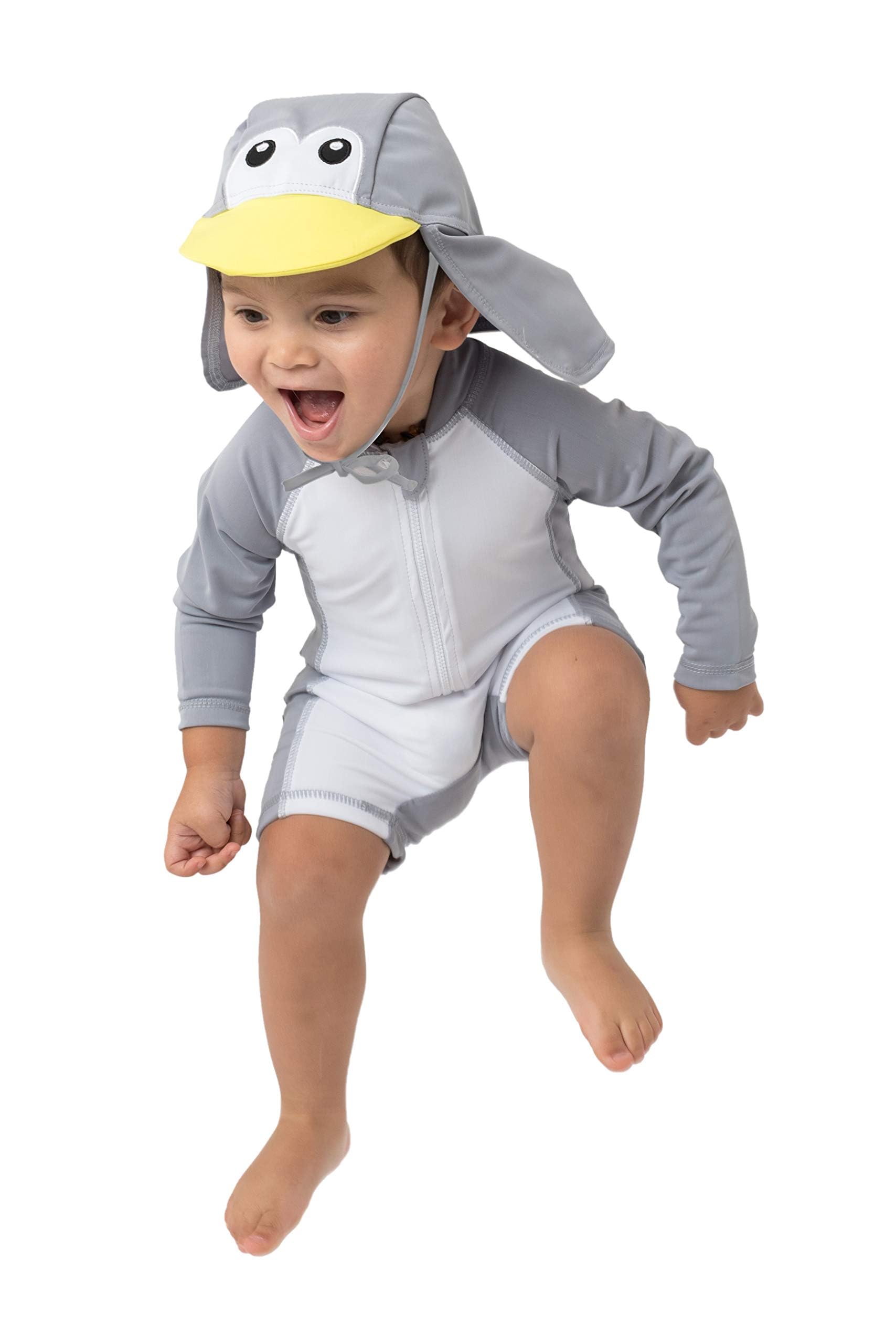 Cuddle Club UPF 50+ Long-Sleeve Baby Swimsuit, Sun Protection Sunsuit for Newborn, Infant, Toddler - Boys and Girls