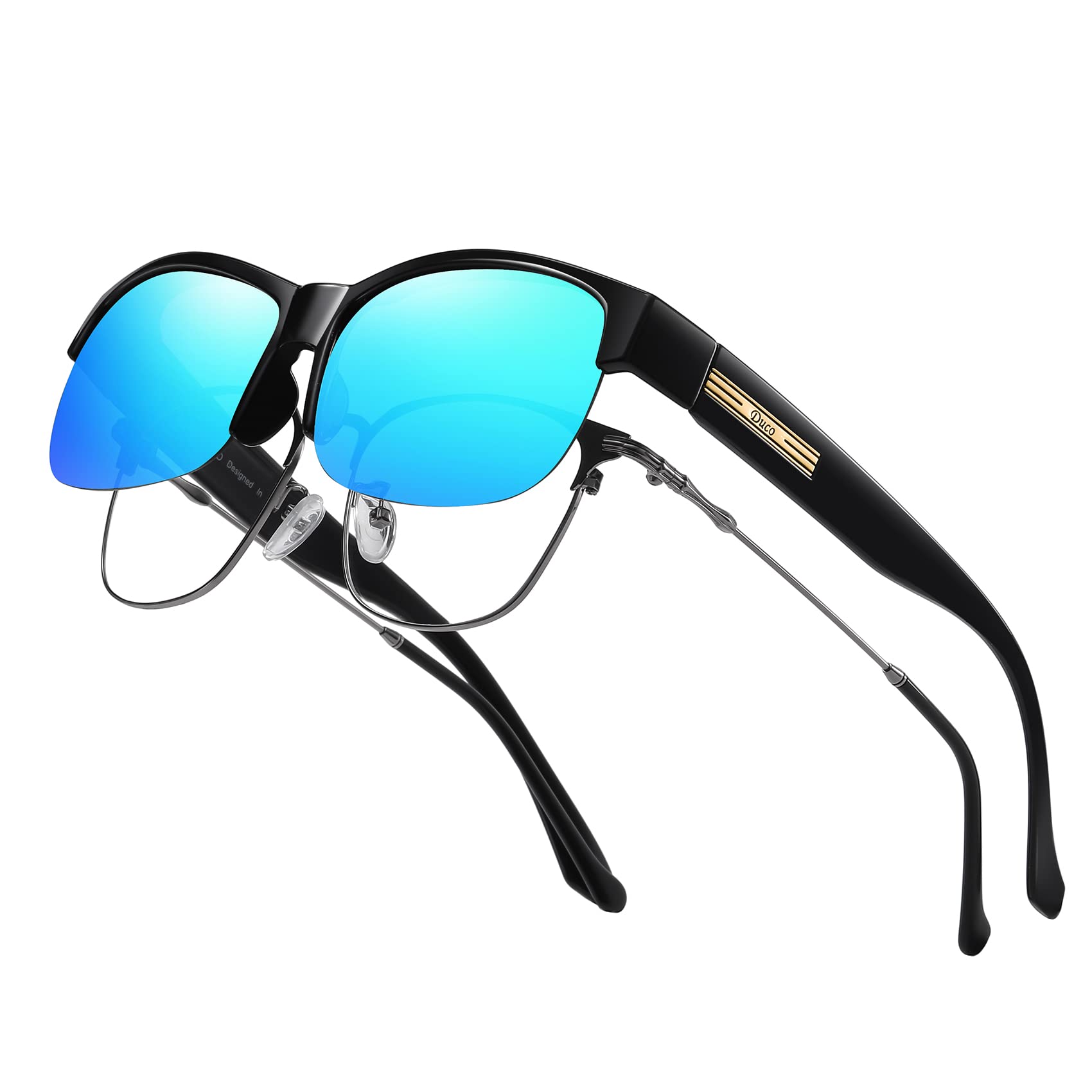 Fit Over Glasses Unisex Wraparound Glasses Fashion Rimless Wear Over Glasses Polarized Sunglasses for Men and Women 8960