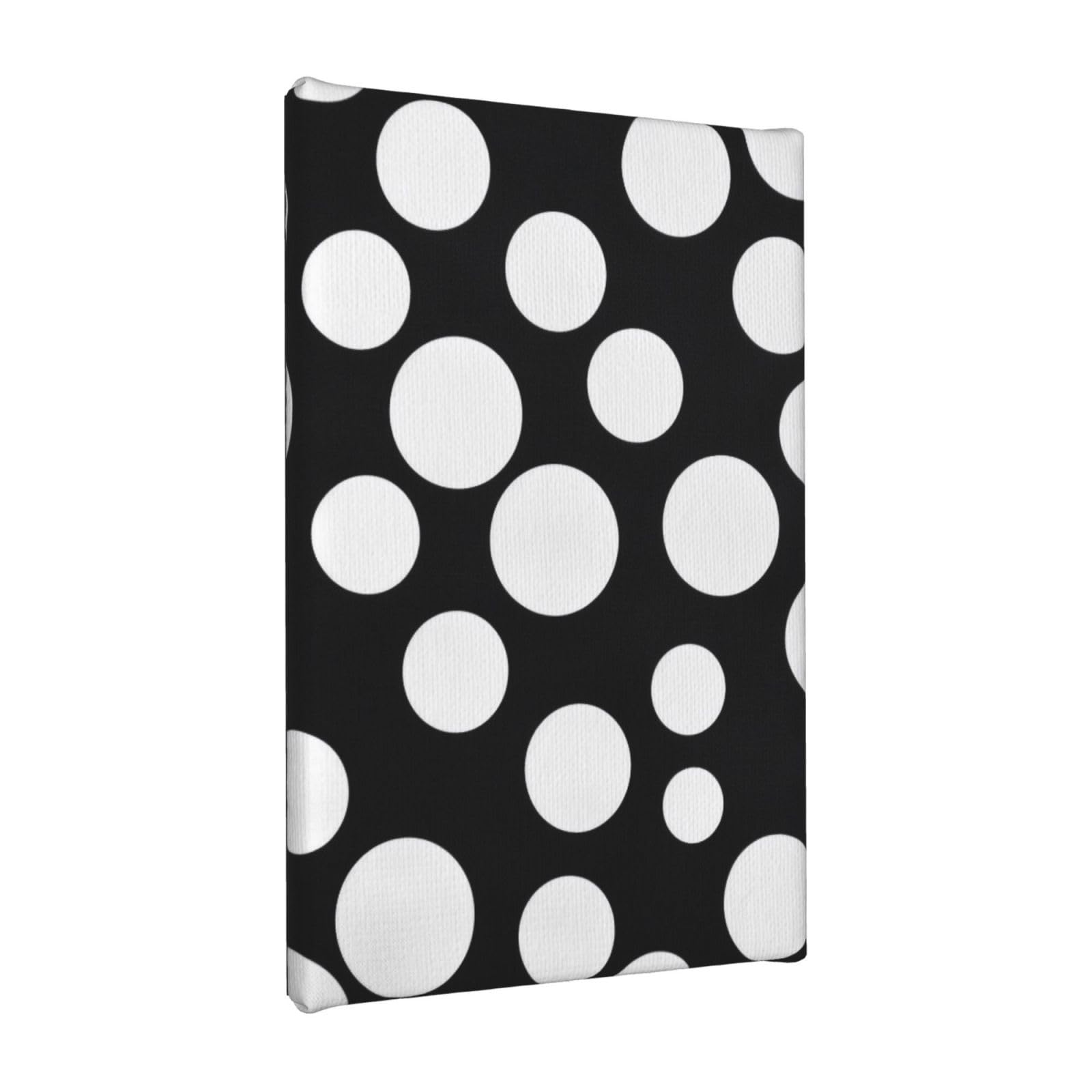 YKLJG Black And White Polka Dot Printed Wall Art Canvas Painting 20x30 CM Wooden Framed Picture Painting Artwork Prints for Bedroom Kitchen Home Office Decor