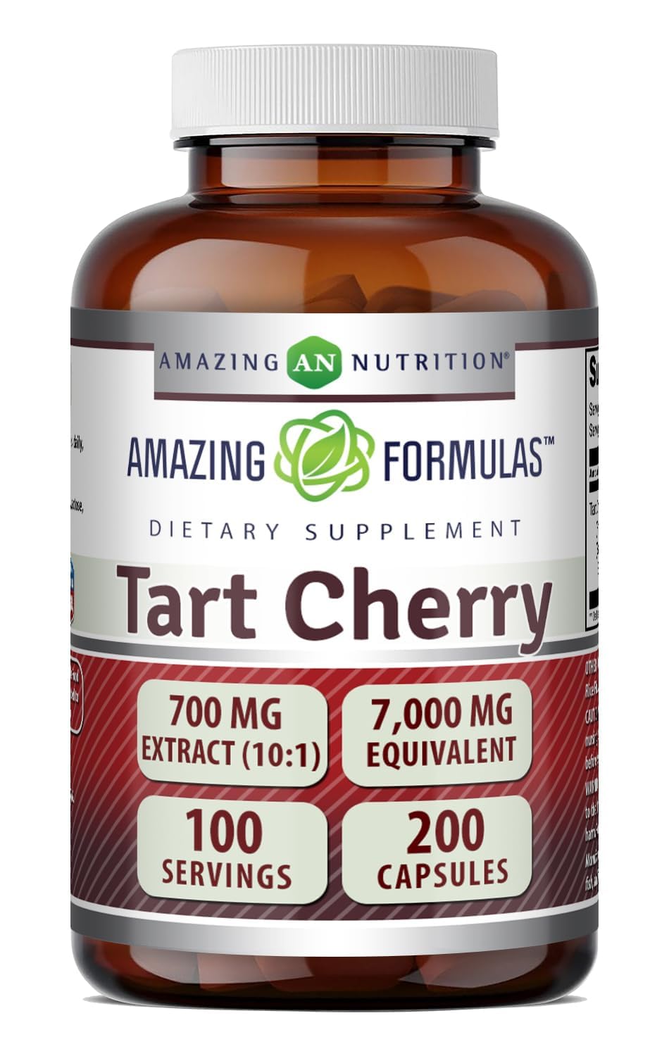 Amazing Formulas Tart Cherry 700 Mg | Standardized 10:1 Extract | 200 Capsules | Non-GMO | Gluten-Free | Made in USA Unflavoured 200 Count (Pack of 1)