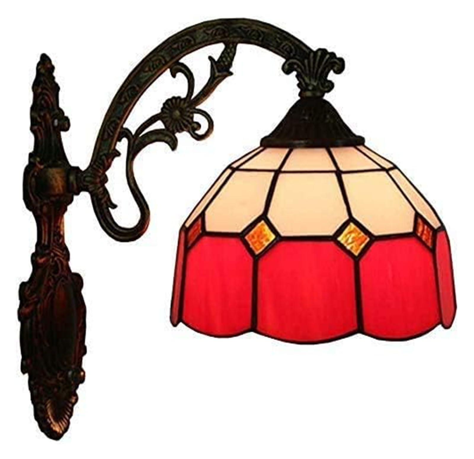 Kinkiety kinkiety 20 cm lampa witrażowy klosz kinkiet wewnątrz retro antyczne światło vintage światła do korytarza do sypialni salonu - żółta (a) (jeden rozmiar)