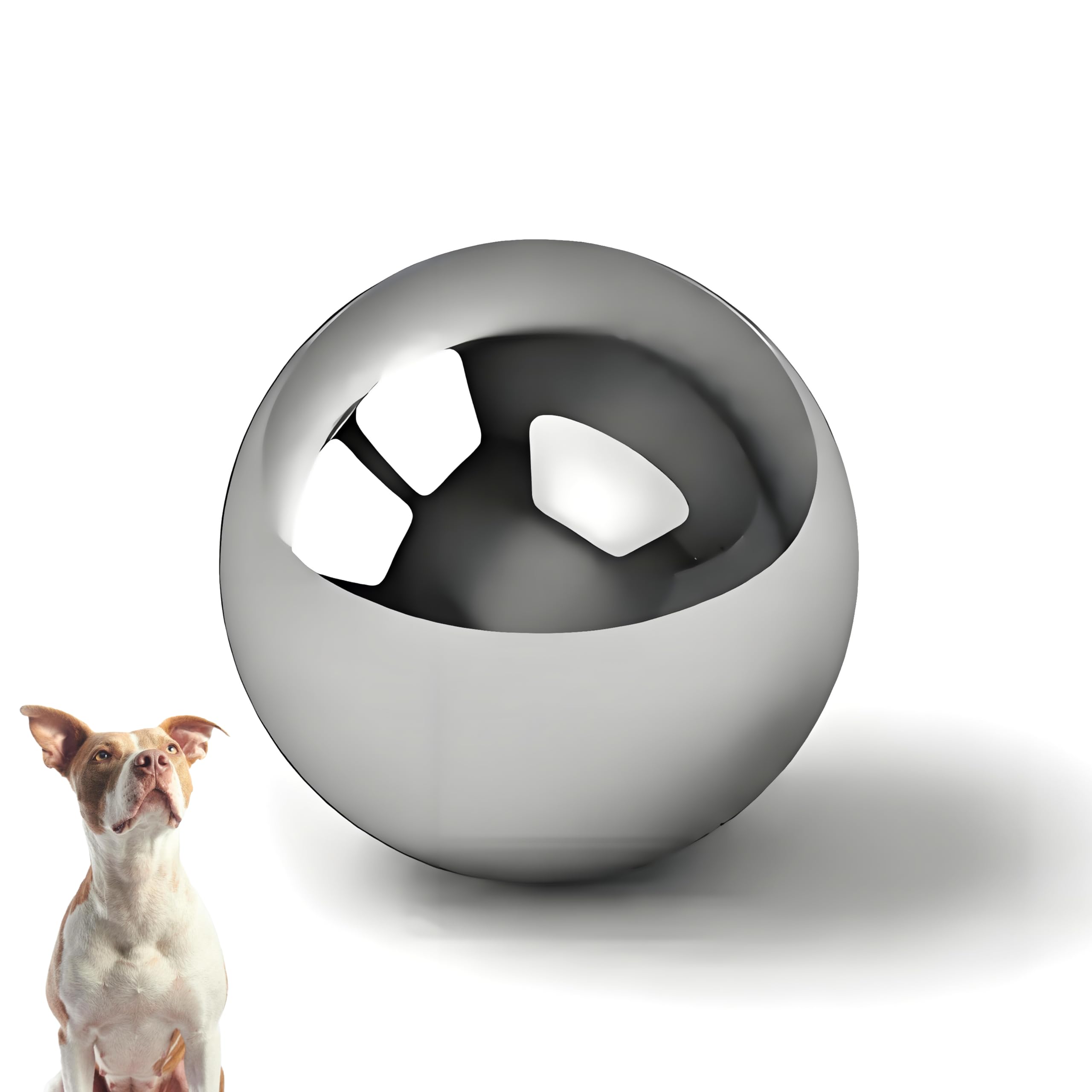 SUS304 Stainless Steel Dog Food Slow Feeder Ball - 2.5in - Slows Fast Eating, Prevents Choking, Bloating & Obesity - Fun Feeding for All Dogs - Durable, Smooth & High Adaptability (Small 2.5Inch)