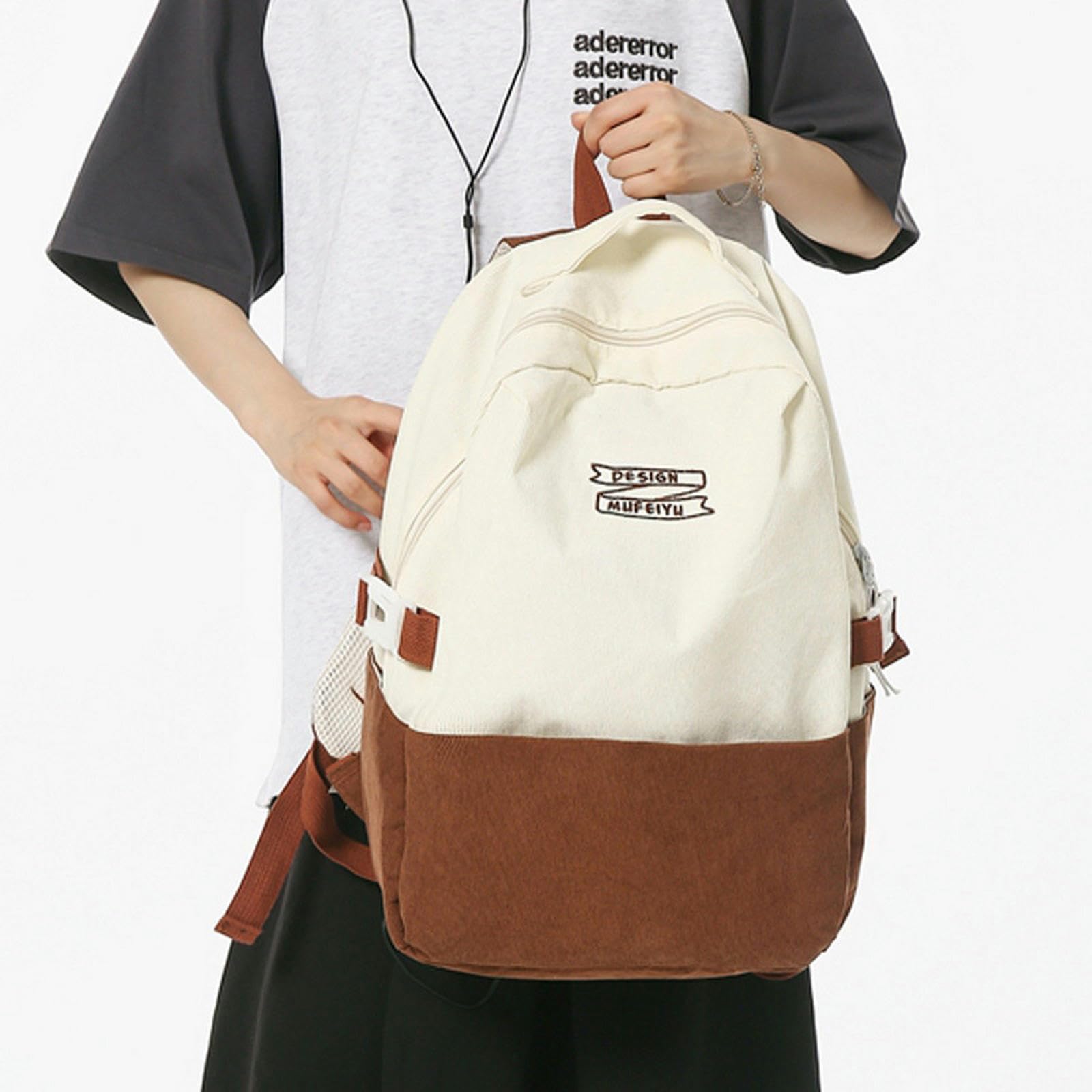 NOGRAX Schulrucksack Streifen Nette Cord Frau Rucksack Schultasche Für Teenager Mädchen Jungen Harajuku Weibliche Casual Bag Student Lady Book Pack