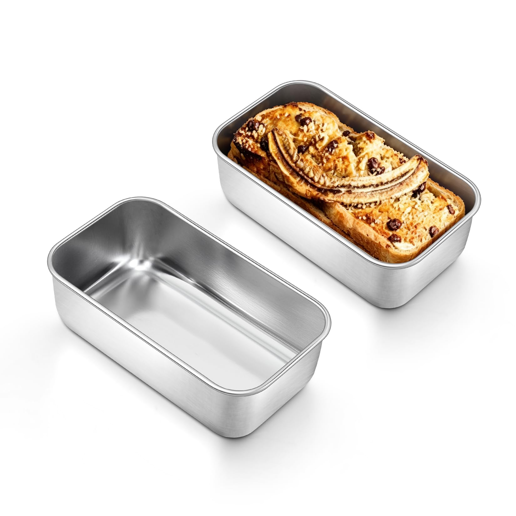 Homikit 1LB Loaf Tin Set of 2, Stainless Steel Mini Bread Cake Pans
