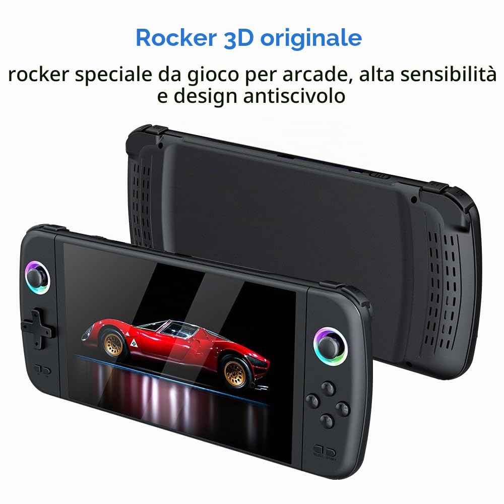 Nuova console di gioco portatile M27, 128 GB di memoria interna con 30.000 giochi, sistema Linux, schermo IPS da 7 pollici, console portatile mini arcade tascabile, uscita HD (verde, 128 g)