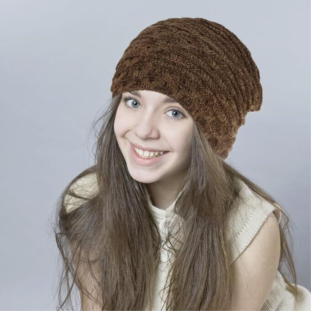 Invierno Calor Suave Gorros Gorro Para Hombres Y Mujeres, De Lana Térmico Cálido Para Invierno, Punto Holgado Grueso Con Calavera Gorro Cálido para Correr
