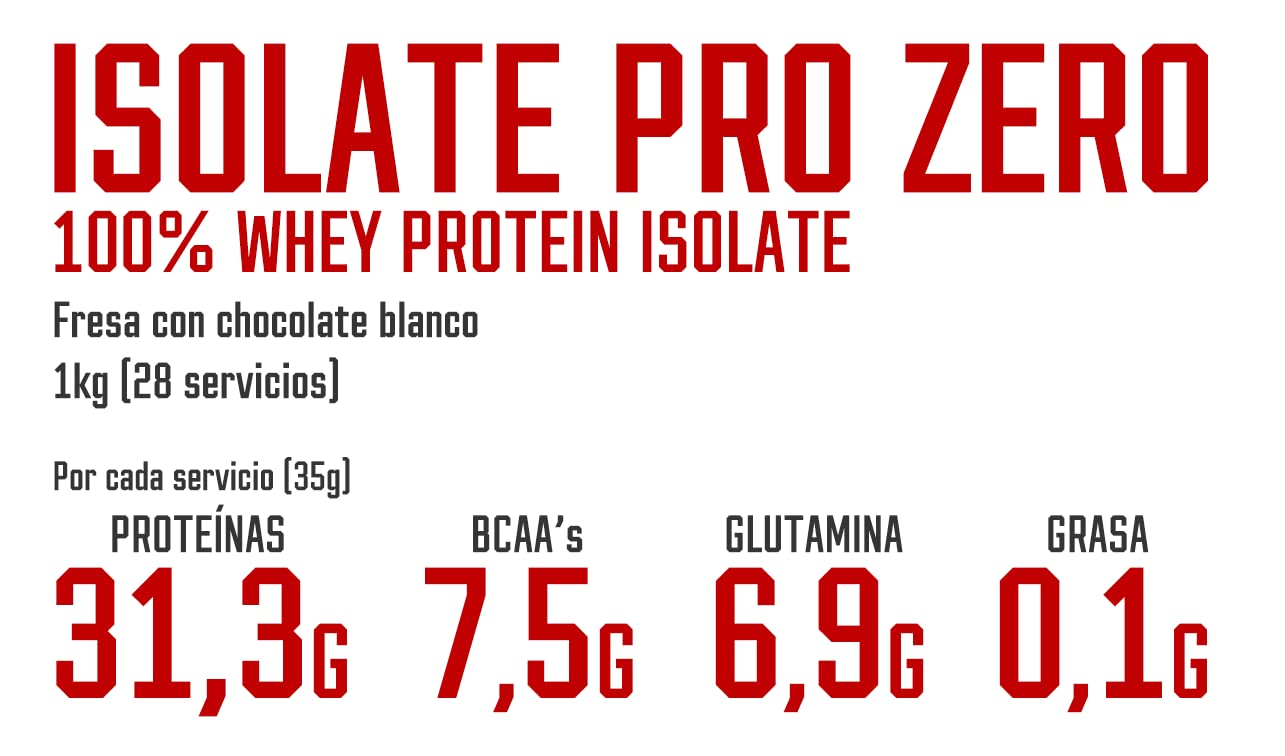 DMI Proteína ISOLATE PRO ZERO-Proteína para Recuperación y Desarrollo Muscular - 100% Aislado de proteína de suero con DigeZyme® y LactoSpore - Sin Azúcares Añadidos (1 Kg, Strawberry White Chocolate)