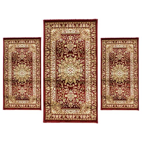 Dimensioni Perfette: Il grande tappeto misura 80x140 cm, mentre i due piccoli misurano 60x110 cm, adatti per qualsiasi camera da letto