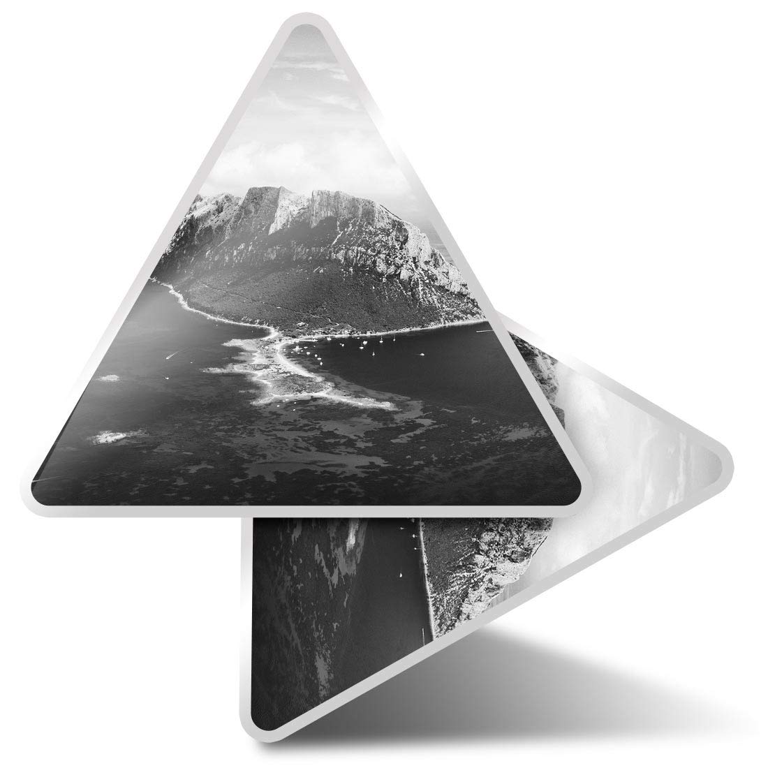 2 x Triangle Stickers 10cm - BW - Tavolara Island Sardinia Italy Travel Laptop Tablet Luggage Scrapbook #43623