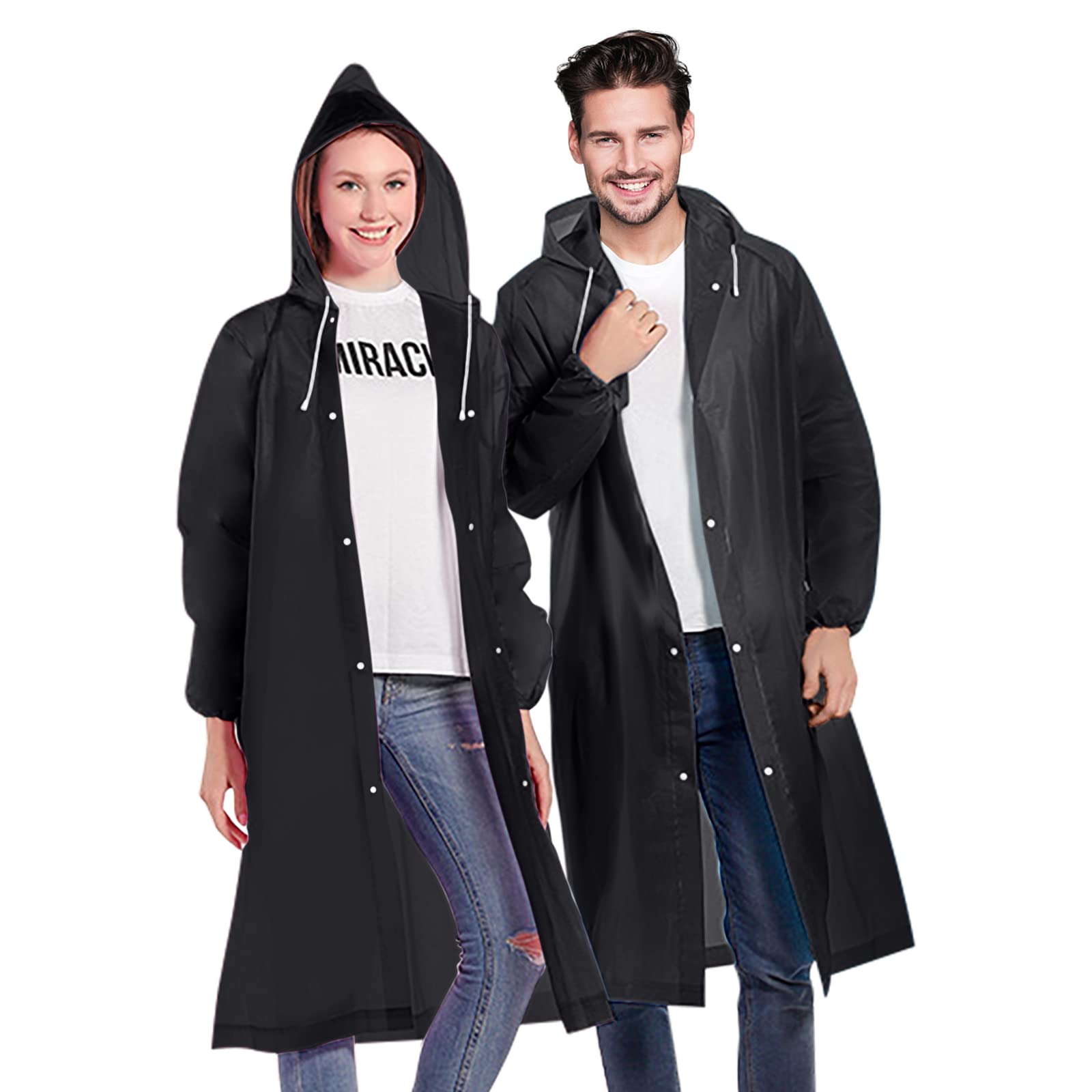Rain Ponchos for Adults, Reusable Lightweight Rain Coat for Men and Women