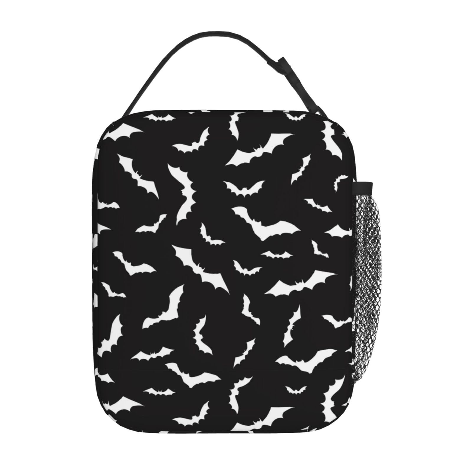 DORKEIXIA Halloween Cool Black Bat Goth Insulated Lunch Bag Portable Reusable Zipper Lunch Box For Men Women Work Picnic Travel Camping